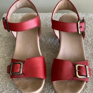 Dansko Matty red leather sandals.